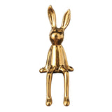 Maxbell 2xRabbit Statues Animal Figures Hallway Easter Bedroom Office Bunny Sculptures gold