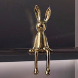 Maxbell 2xRabbit Statues Animal Figures Hallway Easter Bedroom Office Bunny Sculptures gold