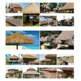 Maxbell 2xStraw Roof Thatch Simulation Durable Panel Palm Thatch Roll for Garden Patio A