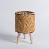 Maxbell 2xWoven Basket Plant Stand with Legs Flower Pot for Apartment Drawing Room Cylinder Light Brown