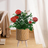 Maxbell 2xWoven Basket Plant Stand with Legs Flower Pot for Apartment Drawing Room Cylinder Light Brown