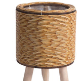 Maxbell 2xWoven Basket Plant Stand with Legs Flower Pot for Apartment Drawing Room Cylinder Light Brown