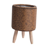 Maxbell 2xWoven Basket Plant Stand with Legs Flower Pot for Apartment Drawing Room Cylinder Dark Brown