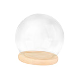 Maxbell 2xDisplay Dome with Base Transparent Showcase Glass Cover Container Glass Dome 15cm Wood Base