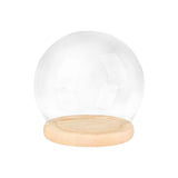 Maxbell 2xDisplay Dome with Base Transparent Showcase Glass Cover Container Glass Dome 15cm Wood Base