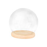 Maxbell 2xDisplay Dome with Base Transparent Showcase Glass Cover Container Glass Dome 15cm Wood Base