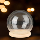Maxbell 2xDisplay Dome with Base Transparent Showcase Glass Cover Container Glass Dome 15cm Wood Base