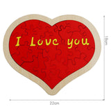 Heart Shape Puzzle for Kids Sensory Learning DIY Wood Puzzle Toys Decor 22cmx18cm Red