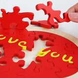 Heart Shape Puzzle for Kids Sensory Learning DIY Wood Puzzle Toys Decor 22cmx18cm Red