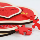 Heart Shape Puzzle for Kids Sensory Learning DIY Wood Puzzle Toys Decor 22cmx18cm Red