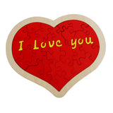 Heart Shape Puzzle for Kids Sensory Learning DIY Wood Puzzle Toys Decor 22cmx18cm Red