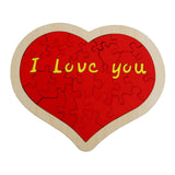 Heart Shape Puzzle for Kids Sensory Learning DIY Wood Puzzle Toys Decor 22cmx18cm Red