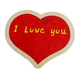 Heart Shape Puzzle for Kids Sensory Learning DIY Wood Puzzle Toys Decor 22cmx18cm Red
