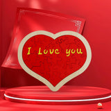 Heart Shape Puzzle for Kids Sensory Learning DIY Wood Puzzle Toys Decor 22cmx18cm Red