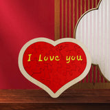 Heart Shape Puzzle for Kids Sensory Learning DIY Wood Puzzle Toys Decor 22cmx18cm Red