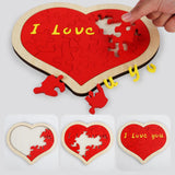 Heart Shape Puzzle for Kids Sensory Learning DIY Wood Puzzle Toys Decor 22cmx18cm Red
