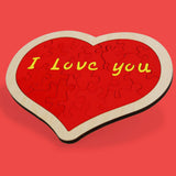 Heart Shape Puzzle for Kids Sensory Learning DIY Wood Puzzle Toys Decor 22cmx18cm Red