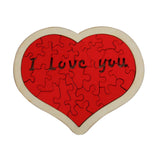 Heart Shape Puzzle for Kids Sensory Learning DIY Wood Puzzle Toys Decor 12cmx10cm Red