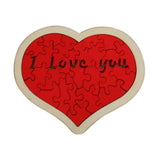Heart Shape Puzzle for Kids Sensory Learning DIY Wood Puzzle Toys Decor 12cmx10cm Red