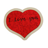 Heart Shape Puzzle for Kids Sensory Learning DIY Wood Puzzle Toys Decor 12cmx10cm Red