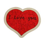 Heart Shape Puzzle for Kids Sensory Learning DIY Wood Puzzle Toys Decor 12cmx10cm Red