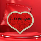 Heart Shape Puzzle for Kids Sensory Learning DIY Wood Puzzle Toys Decor 12cmx10cm Red