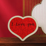 Heart Shape Puzzle for Kids Sensory Learning DIY Wood Puzzle Toys Decor 12cmx10cm Red
