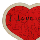 Heart Shape Puzzle for Kids Sensory Learning DIY Wood Puzzle Toys Decor 12cmx10cm Red