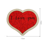 Heart Shape Puzzle for Kids Sensory Learning DIY Wood Puzzle Toys Decor 12cmx10cm Red