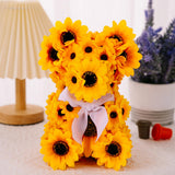 Artificial Flower Bear Home Decor Bear Toy Doll for Wedding Anniversary Kids