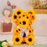 Artificial Flower Bear Home Decor Bear Toy Doll for Wedding Anniversary Kids