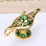 Statue Genie Lamp Table Home Halloween Decoration Collectible Washing Lights Aureate Green