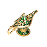 Statue Genie Lamp Table Home Halloween Decoration Collectible Washing Lights Aureate Green