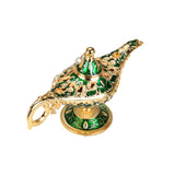 Statue Genie Lamp Table Home Halloween Decoration Collectible Washing Lights Aureate Green