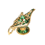 Statue Genie Lamp Table Home Halloween Decoration Collectible Washing Lights Aureate Green