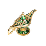 Statue Genie Lamp Table Home Halloween Decoration Collectible Washing Lights Aureate Green