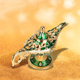 Statue Genie Lamp Table Home Halloween Decoration Collectible Washing Lights Aureate Green