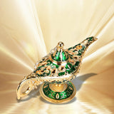 Statue Genie Lamp Table Home Halloween Decoration Collectible Washing Lights Aureate Green