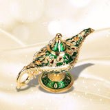 Statue Genie Lamp Table Home Halloween Decoration Collectible Washing Lights Aureate Green