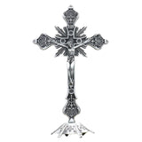Maxbell 2xJesus Crucifix Sculpture Figurine Crucifix with Stand for Prayers Home Table