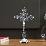 Maxbell 2xJesus Crucifix Sculpture Figurine Crucifix with Stand for Prayers Home Table