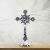 Maxbell 2xJesus Crucifix Sculpture Figurine Crucifix with Stand for Prayers Home Table