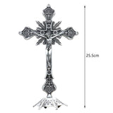 Maxbell 2xJesus Crucifix Sculpture Figurine Crucifix with Stand for Prayers Home Table