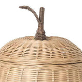 Apple Rattan Storage Basket with Lid for Countertop Living Room Utility Room