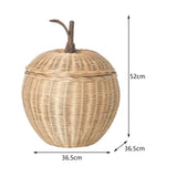 Apple Rattan Storage Basket with Lid for Countertop Living Room Utility Room