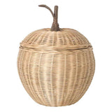 Apple Rattan Storage Basket with Lid for Countertop Living Room Utility Room