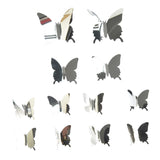 Maxbell 4x12Pcs Mirror Butterflies Sticker Mirror Wall Sticker for Door Bedroom Window