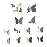 Maxbell 5x12Pcs Mirror Butterflies Sticker Mirror Wall Sticker for Door Bedroom Window