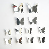Maxbell 5x12Pcs Mirror Butterflies Sticker Mirror Wall Sticker for Door Bedroom Window