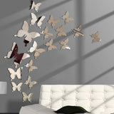 Maxbell 4x12Pcs Mirror Butterflies Sticker Mirror Wall Sticker for Door Bedroom Window